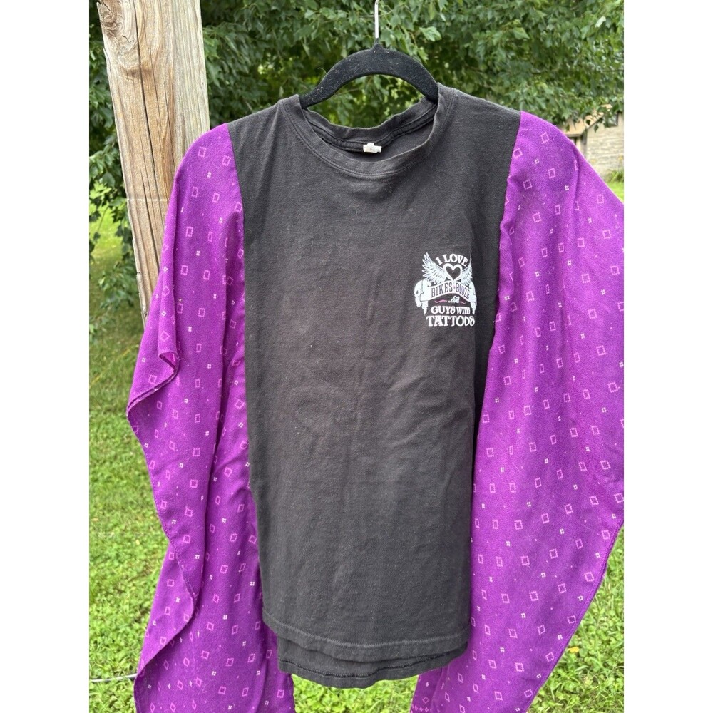 Upcycled I Love Bikers Booze & Guys With Tattoos Kimono Sleeve Shirt HIPPIE BOHO